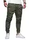 JMIERR Herren Hose Chino Cargo Hose Jogginghose Herren Baumwolle Sporthose Casual Freizeithose Elastische Taille mit Kordelzug Sweatpants Herren mit Taschen, Grün M