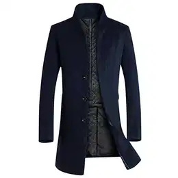 Herren Winter Slim Fit Wollmantel Business üBerzieher Schlank Lange Windbreaker Jacken Wintermantel Trenchcoat üBergangsmantel Business Einfarbig Herrenjacke Freizeitjacke Winterjacke, Blau, M