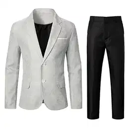 Hosenanzug Business Herren Formale Hochzeit Abschlussball Graduierung Casual Premium Stretch Slim Fit Classic Fit Blazer und Hose Zweiteiler Torwart Set Herren (d-White, L)