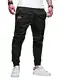 JMIERR Herren Hose Chino Cargo Hose Jogginghose Herren Baumwolle Sporthose Casual Freizeithose Elastische Taille mit Kordelzug Sweatpants Herren mit Taschen, Schwarz M