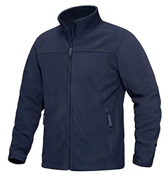 Fleecejacke für Herren Warm Winter Fliesjacke mit Zip-Taschen Thermojacke Outdoor Winterjacke Casual Tactical Jacke Stehkragen Herbstjacke Militär Bekleidung Dunkelblau M