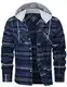 MAGCOMSEN Herren Checked Shirt Hemd Kapuze Kariertes Hemd Freizeit Flanellhemd Jacke Männer Atmungsaktiv Holzfällerhemd Basic Outdoor Arbeitshemd Baumwolle Wandern Hoodie Blau Grau M