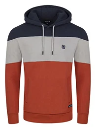 Herren Kapuzenpullover RIVRemo Hoodie Sweatshirt Pullover Kapuze Kängurutaschen Regular Fit Farbblock Baumwolle 3XL, Größe:3XL, Farbe:Navy-Dawn Grey-Rusty Ochre Red