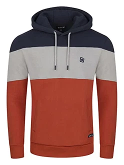 riverso Herren Kapuzenpullover RIVRemo RIVJamie Hoodie Sweatshirt Navy-Dawn Grey-Rusty Ochre Red