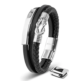 SERASAR Herren Armband Leder Wickelarmband SERASAR Herren Armband Leder Wickelarmband