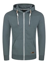 Herren Kapuzenjacke RIVThilo Sweatjacke Sweatshirt Kapuzenpullover Hoodie Kapuze Reißverschluss Basic Baumwolle Grau Braun Grün Rot Blau Schwarz S-5XL, Größe:M, Farbe:Turbid Blue
