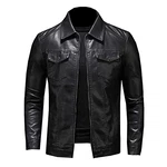 PONERY Herren Motorrad Lederjacke Schwarz