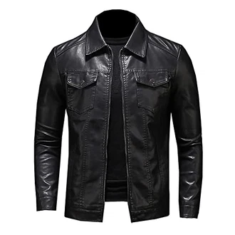 PONERY Herren Motorrad Lederjacke