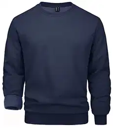 Herren Sweatshirt Crewneck Arbeitspullover Basic Einfarbig Fleeceshirts Herren Lässig Sport Pulli Baumwolle Warme Trainingsshirt Wandern Trekking Shirt mit Rundhalsausschnitt Dunkelblau M