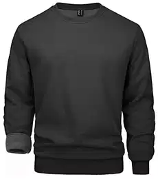 Herren Classics Pullover Baumwolle Crewneck Sweatshirt Warm Sport Shirts Herren Basic Rundhalsausschnitt Laufshirt Fleece Outdoor Pulli Gefüttert Arbeitsshirt Schwarz M
