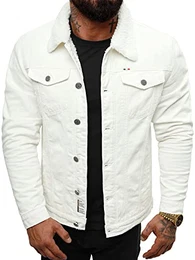 Herren Jeansjacke Jacke Jeans Übergangsjacke Sommerjacke Frühlingsjacke Herbstjacke Vintage Herrenjacke Herbst Übergangs Denim Bikerjacke Jacket Übergangs NB/MJ541Z WEISS M