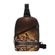 Schultertasche, Kuh, Sonnenblume, Bauernhaus-Druck, Brustpaket, Kuriertasche, Sport, Freizeit, Brusttasche für Männer, Halloween Kürbis, Einheitsgröße