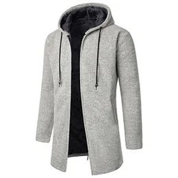 Jaket Für Herren Herbst Gefüttert Lang Grobstrick Cardigan Cardigan Strickfleece Teddyfell Hoodie Mantel Slim Fit Cardigan Langarm Outdoor Warm Strick Warme Kapuzen-Jacke Gestreiftes Mantel Top