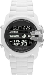 Herrenuhr Master Chief, LCD Uhrwerk, 44MM Weißes Silikongehäuse mit Silikonarmband, DZ2157