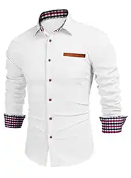 Jeanshemd Herren Cowboy Langarmhemd Denim Shirt Freizeithemd männer Business Casual Western Weiß M