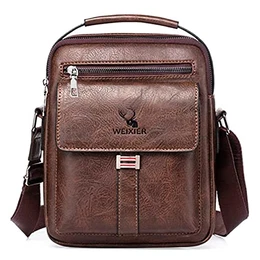 Umhängetasche Herren Schultertasche Herrentasche Klein Vintage PU Leder Crossbody Herren Tasche Umhängen Handtasche Männer für Arbeit, Schule, Alltag (braun 1)