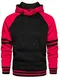 SwissWell Kapuzenpullover Herren Sweatjacke Einfarbig Hoody Sweatshirt Männer Casual Fitness Kapuzenjacke(Schwarz Rot M)