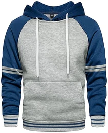 Kapuzenpullover herren, Langarm Reißverschluss Fleece Kapuzenjacke,Herren Karierte Jacke Winterjacke Sweatjacke zum Wandern Laufen Outdoor-Sportarten (Marineblau Hellgrau-M)
