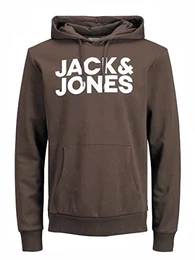 Herren JJECORP Logo Sweat Hood, Mulch/Large Print/W White, M