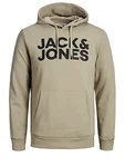 JACK & JONES Herren JJECORP Logo Sweat Hood Crockery/Large Print/W Black