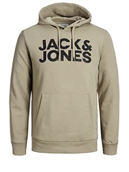JACK & JONES Herren JJECORP Logo Sweat Hood Crockery/Large Print/W Black