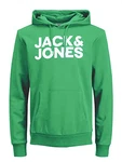 JACK & JONES Herren JJECORP Logo Sweat Hood Island Green/Large Print/W Wh