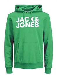 Herren JJECORP Logo Sweat Hood, Island Green/Large Print/W Wh, M