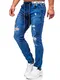 BOLF Herren Jeans Jogger Cargohose Denim Style Sweathose Jogg Used Look Jeanspants Destroyed Freizeit Casual Style Slim Fit Narrow Leg TF147 Dunkelblau M [6F6]