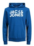JACK & JONES Herren JJECORP Logo Sweat Hood Classic Blue/Large Print/W Wh