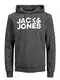 JACK & JONES Herren JJECORP Logo Sweat Hood, Asphalt/Large Print/W White, M