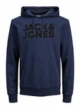 JACK & JONES Herren JJECORP Logo Sweat Hood Navy Blazer/Large Print/W Bla