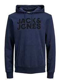 Herren JJECORP Logo Sweat Hood, Navy Blazer/Large Print/W Bla, M