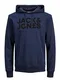 JACK & JONES Herren JJECORP Logo Sweat Hood, Navy Blazer/Large Print/W Bla, M