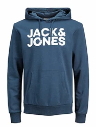 JACK & JONES Herren JJECORP Logo Sweat Hood Insignia Blue/Large Print/W W