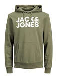 JACK & JONES Herren JJECORP Logo Sweat Hood Dusty Olive/Large Print/W WHI