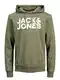 JACK & JONES Herren JJECORP Logo Sweat Hood, Dusty Olive/Large Print/W WHI, M