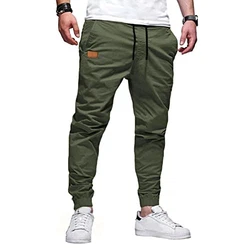 AlvaQ Herren Chino Cargohose Jogginghose mit Kordelzug Casual Hose Grün