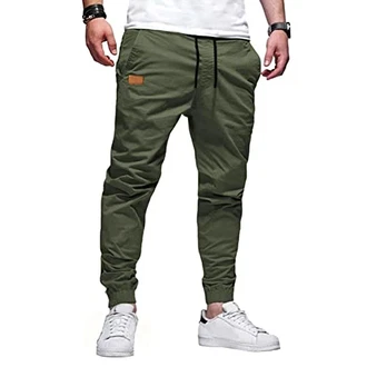 AlvaQ Herren Chino Cargohose Jogginghose mit Kordelzug Casual Hose Grün AlvaQ Herren Chino Cargohose Jogginghose mit Kordelzug Casual Hose Grün