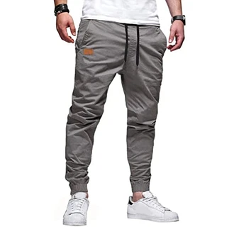AlvaQ Herren Chino Cargohose Jogginghose mit Kordelzug Casual Hose Grau AlvaQ Herren Chino Cargohose Jogginghose mit Kordelzug Casual Hose Grau