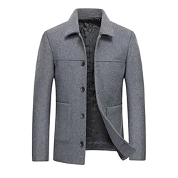 Mantel Herren Wollmantel Winter Wolle Kurzmantel Regular Fit Kurz Herrenmantel für Business Freizeit, Grau 3008, M