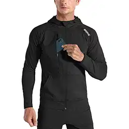 Leichte Hoodie Herren,Schnelltrocknende Laufjacke Atmungsaktives Kapuzenpullover Trainingsjacke mit Reißverschluss(Schwarz,L)