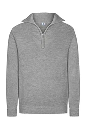 HANSEHELD Troyer Merino Grau GOTS 48 GOTS Zertifiziert Bio Pullover Troyer-Kragen mit Reißverschluss 100% Schurwolle Made in Germany Strickpullover Weich - kratzt Nicht
