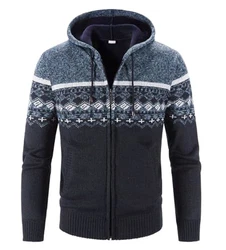 Herren Hoodie Mit Kapuzen Strick Sweatshirt Jacke Cardigan Blau