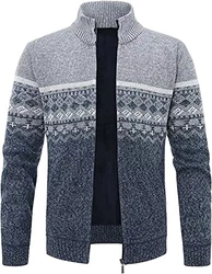 Shuanghao Herren Hoodie Strickjacke Cardigan Hellgrau