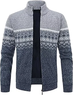Shuanghao Herren Hoodie Strickjacke Cardigan Hellgrau