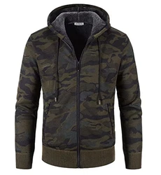 Shuanghao Herren Hoodie Strickjacke Cardigan Militärgrün