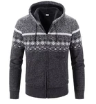 Herren Hoodie Mit Kapuzen Strick Sweatshirt Jacke Cardigan Dunkelgrau