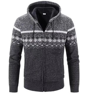 Herren Hoodie Mit Kapuzen Strick Sweatshirt Jacke Cardigan Dunkelgrau