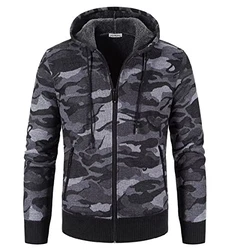 Shuanghao Herren Hoodie Strickjacke Cardigan Dunkelgrau