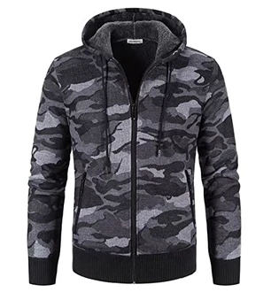 Shuanghao Herren Hoodie Strickjacke Cardigan Dunkelgrau